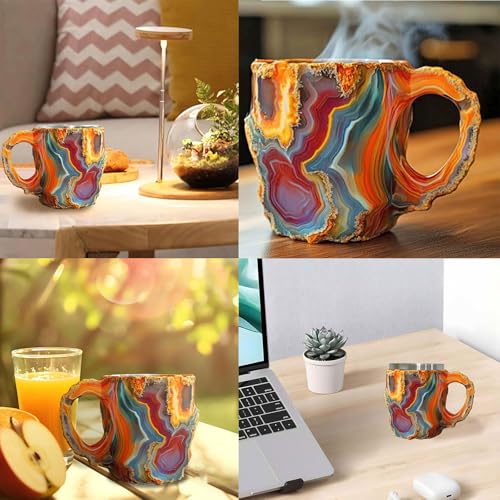 Taza de café de resina diseño cristal mineral rojo volcánico miniatura 7