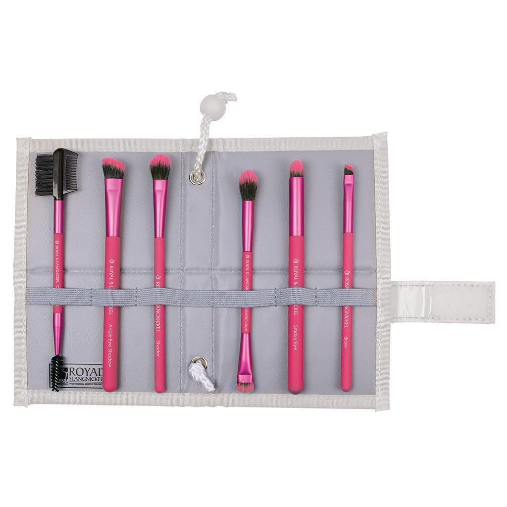 MODA Beautiful Eyes 7 pc Makeup Brush Flip Kit, Pink