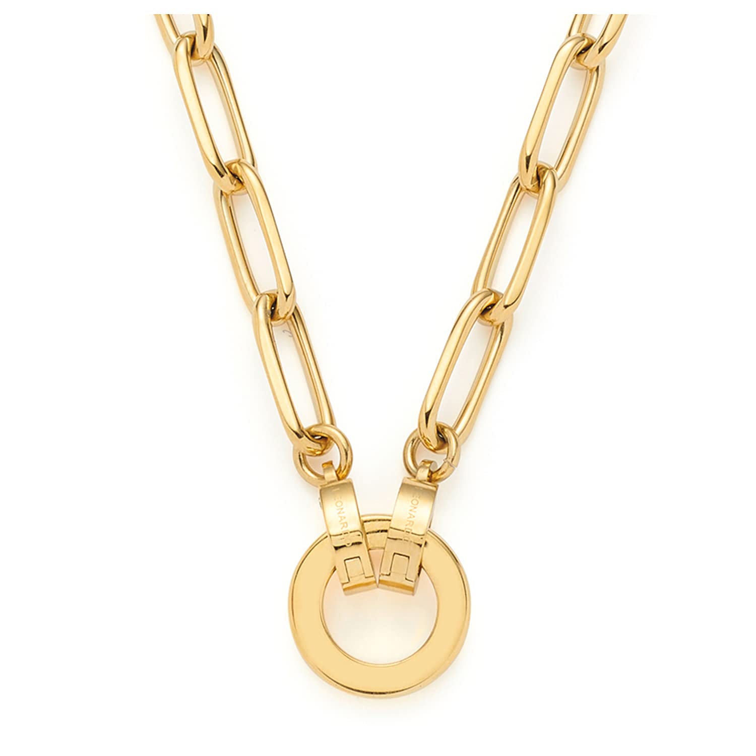 JEWELS BY LEONARDO Halskette Clip & Mix Estrella • Paperclip-Kette aus goldfarbenem Edelstahl • aus ovalen Ketten-Gliedern im Chunky-Look • 45 cm Länge • Geschenk Damen Schmuck • 021614