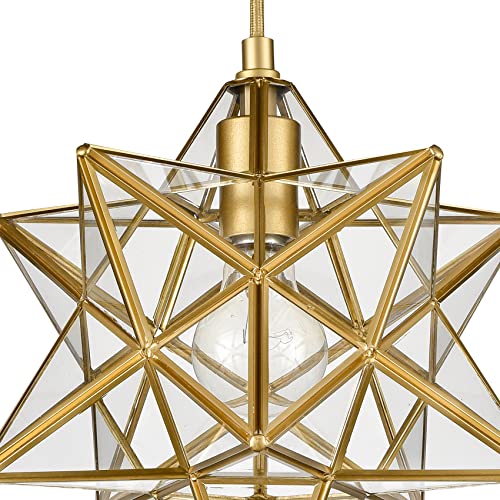 Image of YUBOLE Modern Gold Moravian Star Pendant Light Clear Glass-11-in Diameter