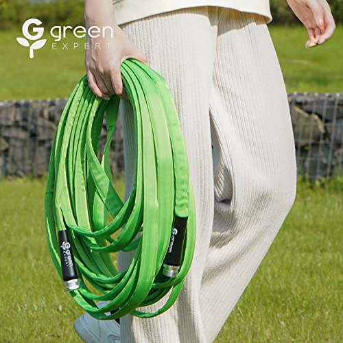 Green Expert Flat Garden Hose Water Hose 5/8" Id Lightweight With 3/4" Ght Metal Adapters Easy To Install Portable Watering Kit For Home Garden Yard Irrigation, 50 Feet Long Green #TOP1