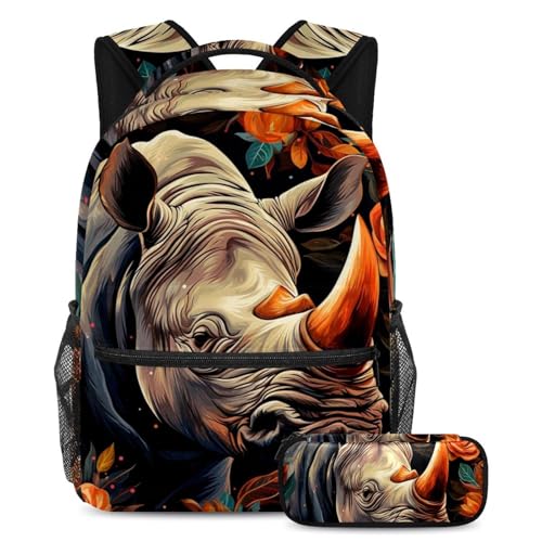 Art Rhino sac à dos avec fleurs cartable de voyage enfant pour l'école et sorties
