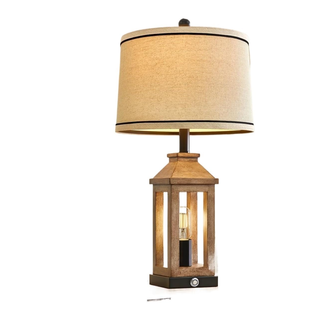 CCXXYGWJ Lampada da Tavolo Touch retrò da 23,75" con Paralume in Lino, Porte USB C+A, Camera da Letto e Comodino, Adatta per Soggiorno, dormitorio, Ufficio, (Nero)