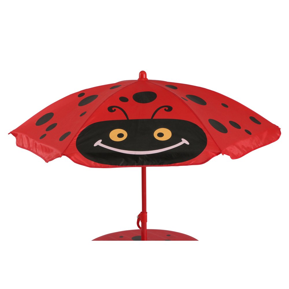 Siena Garden 672618 Marie Set pour Enfants 2 Fauteuils Pliants 1 Table + 1 Parasol Acier Motif de Coccinelle Jaune/Rouge
