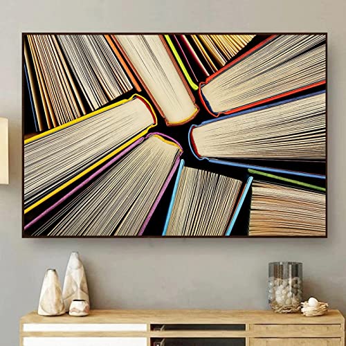 Art mural de vieux livres KEBIA toile rétro pour habiller un grand mur vide