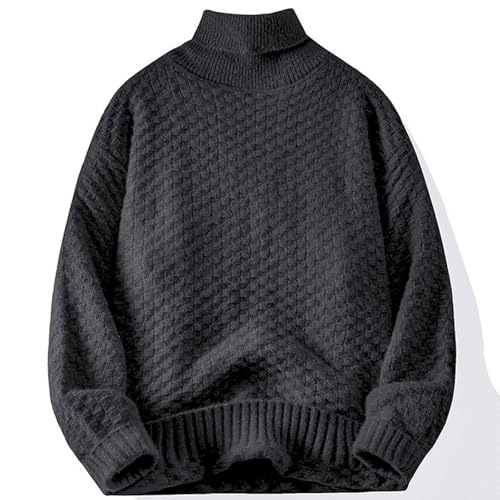 Mens Winter High Neck Long Sleeve Jumper Fuzzy Fluffy Thick Warm Casual Solid Pullover Sweater Loose Fitted Knitwear2