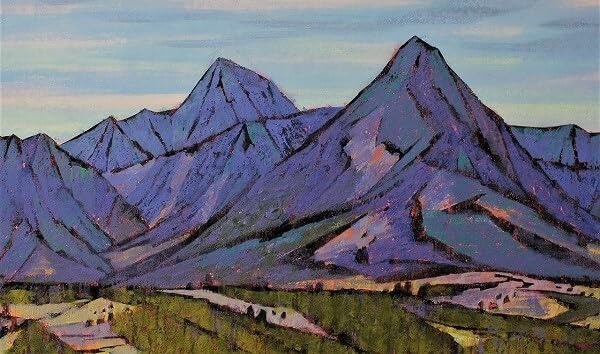 Amazon.co.jp: 真作 高橋常雄 「奥利根の山」 日本画12号 岩彩 風景