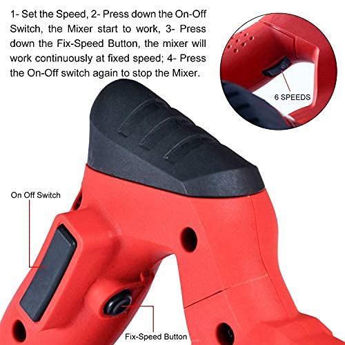 Yaekoo 1800W Handheld Electric Cement Mixer Adjustable Speed 6 Speed 110V For Mortars Concretes Grouts Hand Held Plaster Cement Mixer Stirring Tool #TOP6