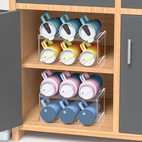 Tazweeq Stackable Water Bottle Organizer, Sturdy Structure, 4 Tier, Quick Installation, for Kitchen Cabinets Counter Pantry