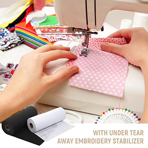 2 Rolls 50 Yard Tear Away Stabilizer For Embroidery Machine 11.4'' Cut Away Stabilizer Black White For Machine Embroidery, Hand Sewing, Hoops Quilting, Weight 2.1 Oz #TOP5