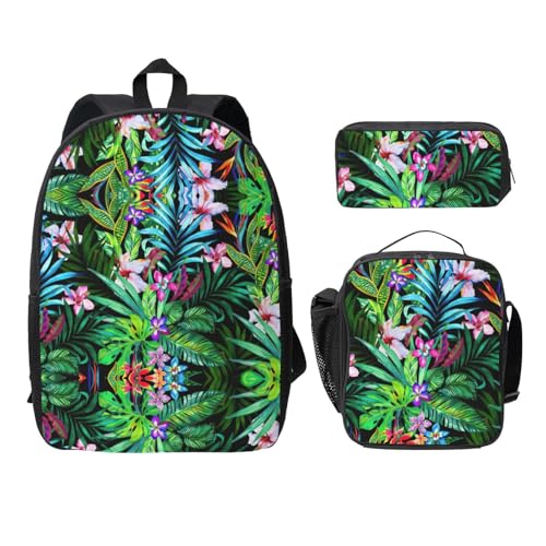 Sac à dos d'école léger feuilles tropicales pour soulager le dos des élèves