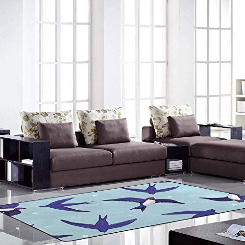 Tapis de sol pour chambre à coucher en velours super doux bleu - 4