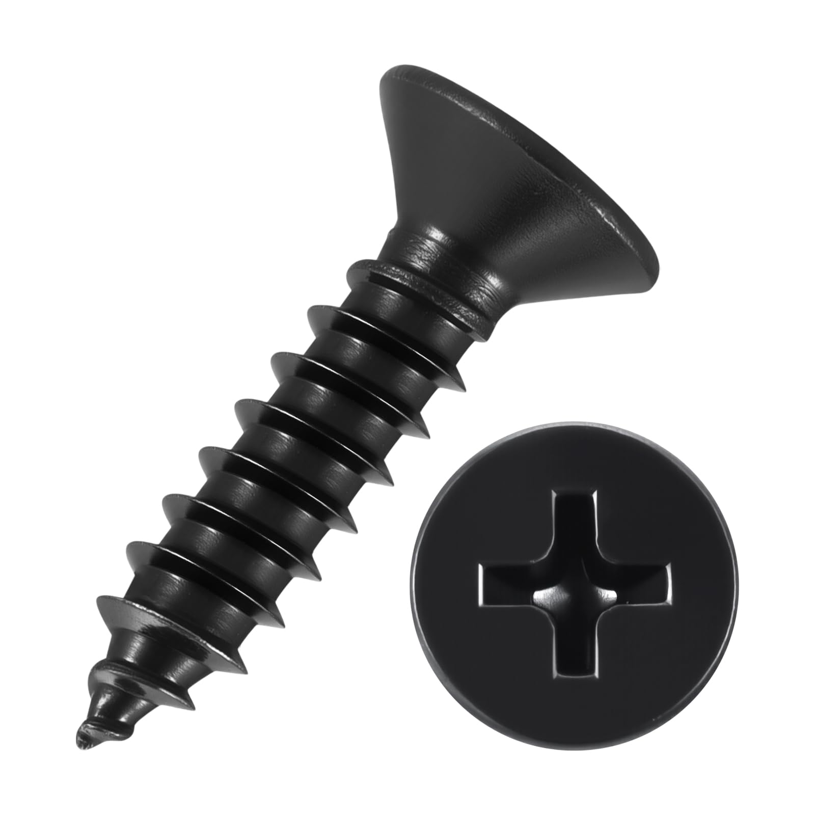 Kozelo 120pcs Phillips Flat Head Wood Screws - [#8x3/4"] Carbon Steel Countersunk Self Tapping Screws for Furniture Assembly, Interior Trim, Outdoor Construction, Black