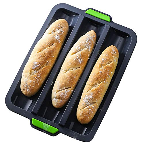 Bandeja para hornear mini baguette, perforada Molde para hornear Pan de barra francesa Molde de baguette Molde de pan francés antiadherente Bandeja de pan francés para Francés Pan Palos y Pan Rollos