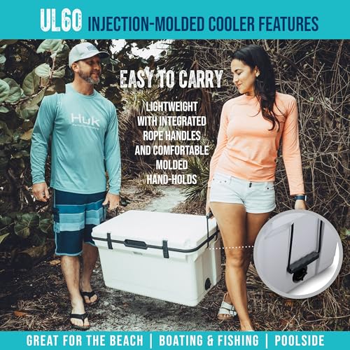 ENGEL 60 QT Ultra-Light Injection Molded Cooler - Ice Chest Keeps Ice up to 7 Days - Large Cooler Includes Wire Basket, Divider and Built-in Bottle Opener - Gray with Dark Grey Interior (Haze Grey) by ENGEL - Image 4