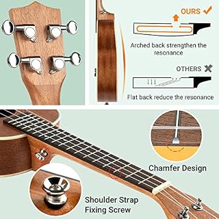 CAHAYA Concert Ukulele Kit Beginner Starter 23 Inch with Gig Bag, Rainbow Strap, Fretboard Stickers, for Adults Sapele, Model CY0070 - Les Beatles, Paul McCartney, John Lennon, RIngo Starr, George Harrison CAHAYA Concert Ukulele Kit Beginner Starter 23 Inch with Gig Bag, Rainbow Strap, Fretboard Stickers, for Adults Sapele, Model CY0070 – Image 4