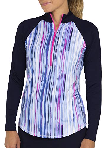 Long Sleeve Mock Pullover for Golf and Tennis with UPF 50 Sun Protection, X-S