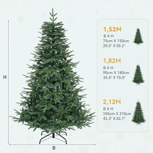 YITAHOME 212cm Premium Künstlicher Weihnachtsbaum, ca. 1100 Spitzen PE Spritzguss & PVC… – Ansicht 6