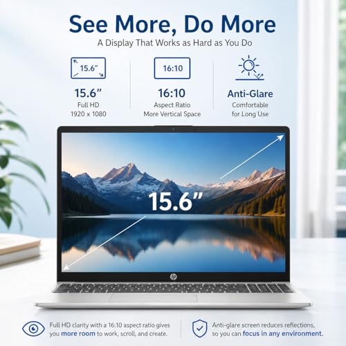 Image of HP New 15.6 inch Business AI Laptop(2026 Premium Edition) with MS365 for Web, Intel Core 7 150U(10 Cores, Up to 5.4 GHz), Wi-Fi 6, Bluetooth 5.4, Ultra Quiet Design, Long Battery Life, Windows 11 Home