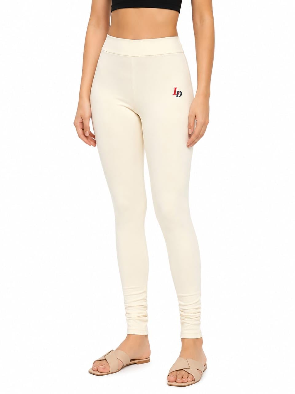 Women's Churidar Leggings, Cream, 4 Way Belt Waist, Slim Fit, Casual Wear-image-36