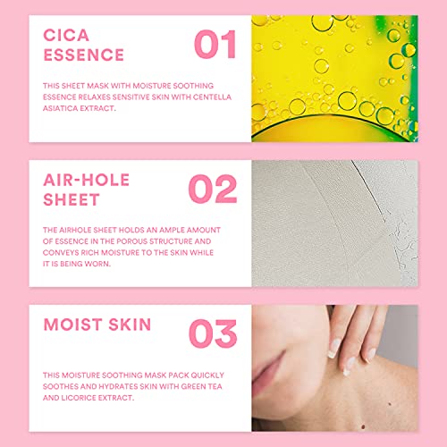 Enature Refreshing And Soothing Face Sheet Mask For Troubled Skin, Nourishing And Hydrating Sensitive Skin With Centella Asiatica, Green Tea And Licorice Cica Herb Restore Sheet Mask 10 Sheets #TOP3