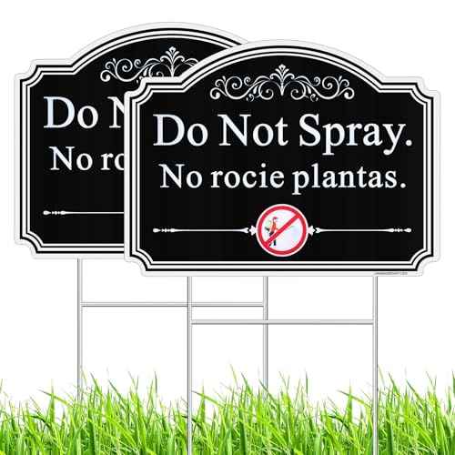 Do Not Spray Yard Signs in English and Spanish. 2 Pack 12.6" x 9.5" No Pesticide Garden Sign