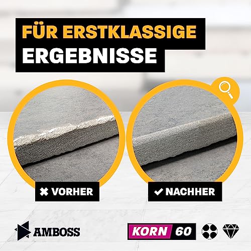 Amboss Werkzeuge Schleifklotz Korn: 60 - Diamant Schleifpad - Schleifschwamm/geeignet für Fliesen + Feinsteinzeug + Glas + Granit + Marmor