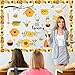 32.8 Feet Bee Bulletin Board Borders, Cartoon Bee Honeycomb Sunflower Scalloped Border Bees Trim Border Roll for Home Office School Classroom Party Bulletin Boards Chalkboard Wall Decor