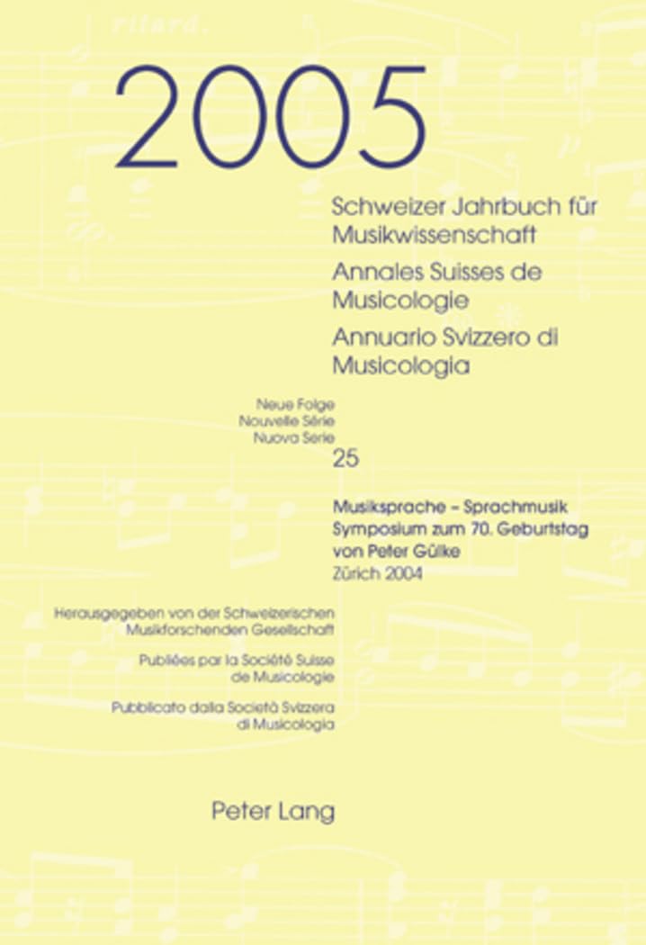 Annuario Svizzero Di Musicologia livre de recherche pour universitaires en musique