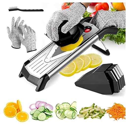 JOYHILL V-Blade Mandoline Slicer - Premium Stainless Steel Vegetable Chopper with 5 Blades, Safety Gloves, and Easy-to-Clean Design