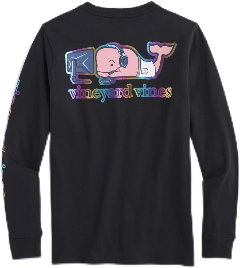 Vineyard Vines ボーイズ ゲーマーキャラクター クジラ 長袖 ポケットTシャツ