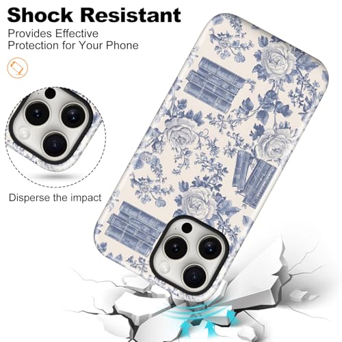 Magnetic for iPhone 14 Pro Max Case Cute Flower Phone Case, Blue Bookish by flewfun - Used condition - Image 6