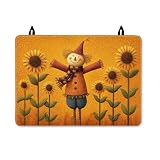 Copertura superiore della stufa spaventapasseri per stufa elettrica, foglie autunnali rustiche di girasole autunnali gialle in poliuretano copertura da cucina per bancone estensione dello spazio