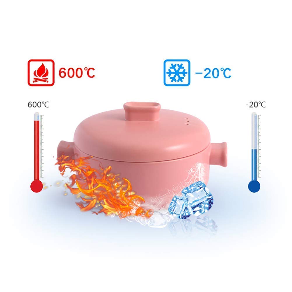 Casseruola in Ceramica con Coperchio a Vapore e Due Manici Impilabile. Pentole in Terracotta Marrone Resistenti al Calore 1,58 Litri