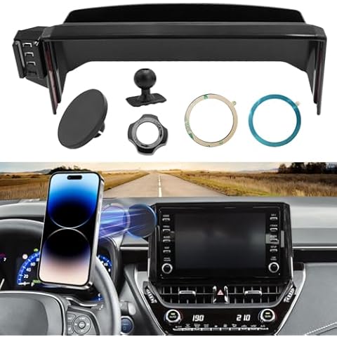 APESER Compatible with Toyota Corolla Phone Mount/Organizer 2020-2025,Corolla Cross 2022-2024 Cell Phone Holder for 8" Screen,Magnetic Bracket Anti-Shake,360° Rotation Tundra Screen Cell Phone Mount Cover