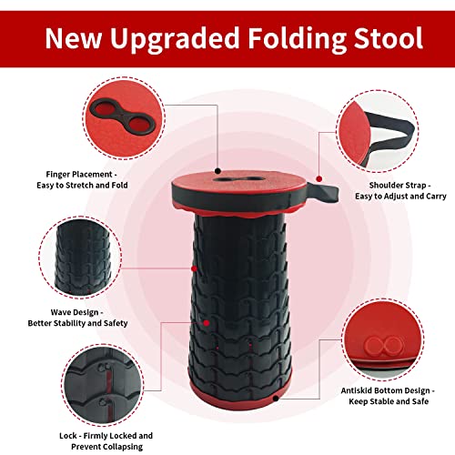 Fuuaiyim Banqueta de acampamento portátil, banqueta dobrável atualizada, assento dobrável leve para