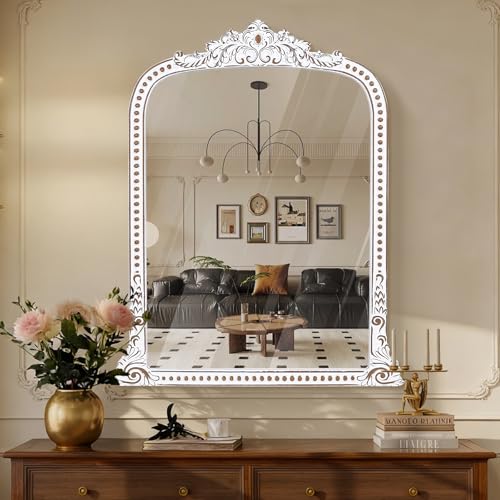 HOITUZYUS 42x34 Inch Ornate Baroque Statement Arched Wall Mirror