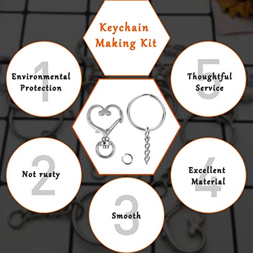 150Pcs Heart-Shaped Swivel Snap Hook Set,Metal Spring Snap Keychain Clip Keychain Hook Lobster Clasp Split Key Rings With Chain&Jump Rings Bulk For Keychain Lanyard,Charm,Jewelry,Diy Crafts Supplies #TOP2