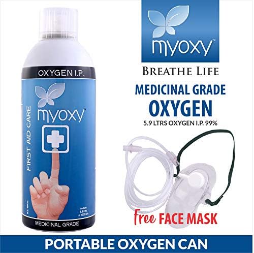 MyOxy Portable Oxygen Can, Oxygen Cylinder with an External Mask (Pack of 1, 5.9 Litres)