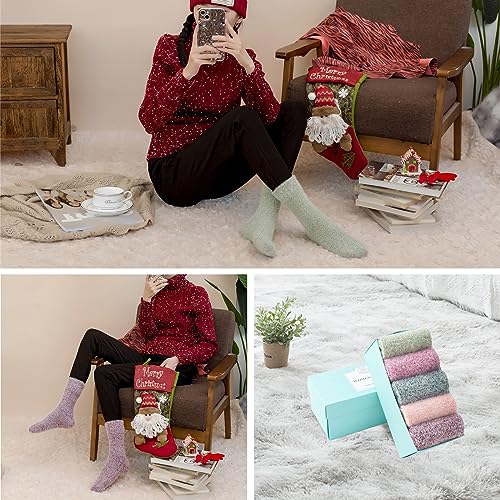 SISOSOCK 5 Pairs Fuzzy Soft Cozy Fluffy Socks for Women, Casual Warm Sleep Comfy Socks, Thick Winter Plush Gifts for Women — view 2