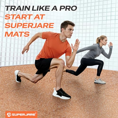 Image of SUPERJARE 0.56'' Thick 24 Sq Ft Rubber Top Gym Flooring for Home Gym