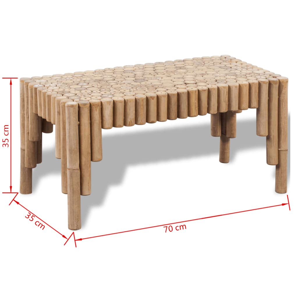 Tavolino da salotto in bambù, con vano portaoggetti, 70 x 35 x 35 cm, tavolino da divano con ripiano, ripiano e struttura stabile, per soggiorno, corridoio, ricevimento