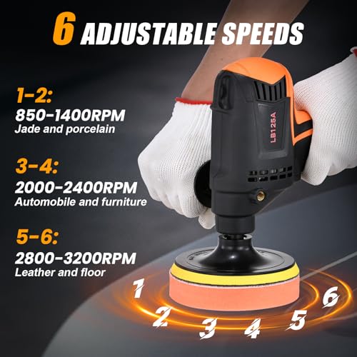 Weytoll Poliermaschine Set, 980W Poliermaschinen mit 14tlg Polierschwämme+11 Zubehörteile,...