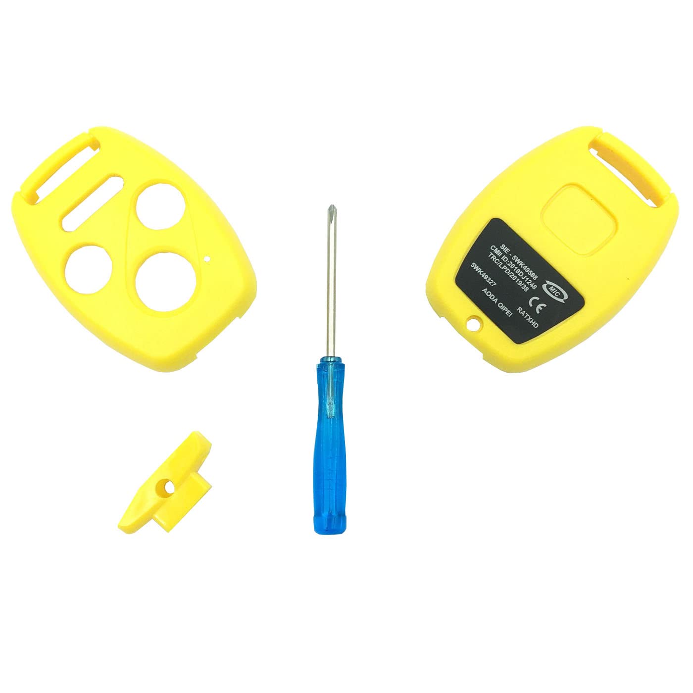 Henrida Keyless Entry Remote Key Housing Replacement for Honda Accord Civic Ex Pilot Key Fob Shell Case — for Honda 3+1 Buttons with Screwdriver (Yellow)