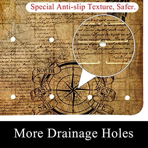 Tapis de douche antidérapant lavable en machine avec trous de drainage pour baignoire