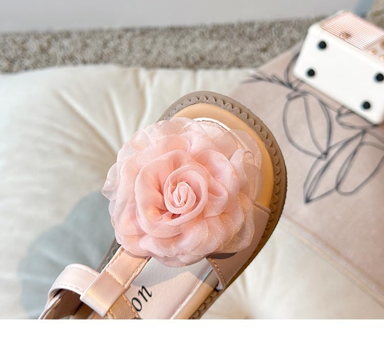 Toddler Little Girls Sandals with Flower Dress Up Flat Summer Shoes for Wedding Party4