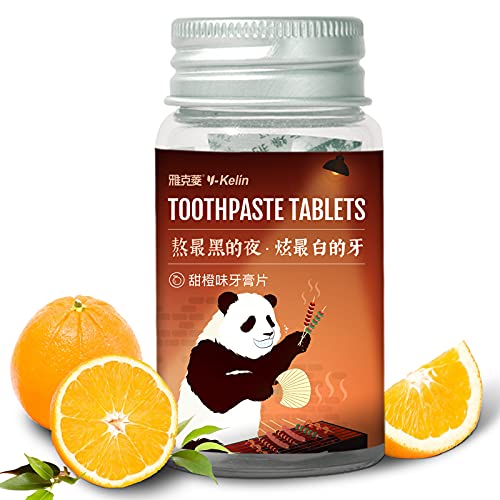 Pastillas de pasta de dientes sólida / Pastillas de enjuague bucal Paquete de viaje con sabor a fruta fresca (30 tabletas) (Orange) Cover