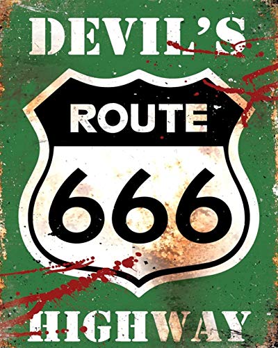 DOGT Route 666 (66) Devil's Highway Biker Metal Plaque Tin Sign TIN Sign 7.8X11.8 inch
