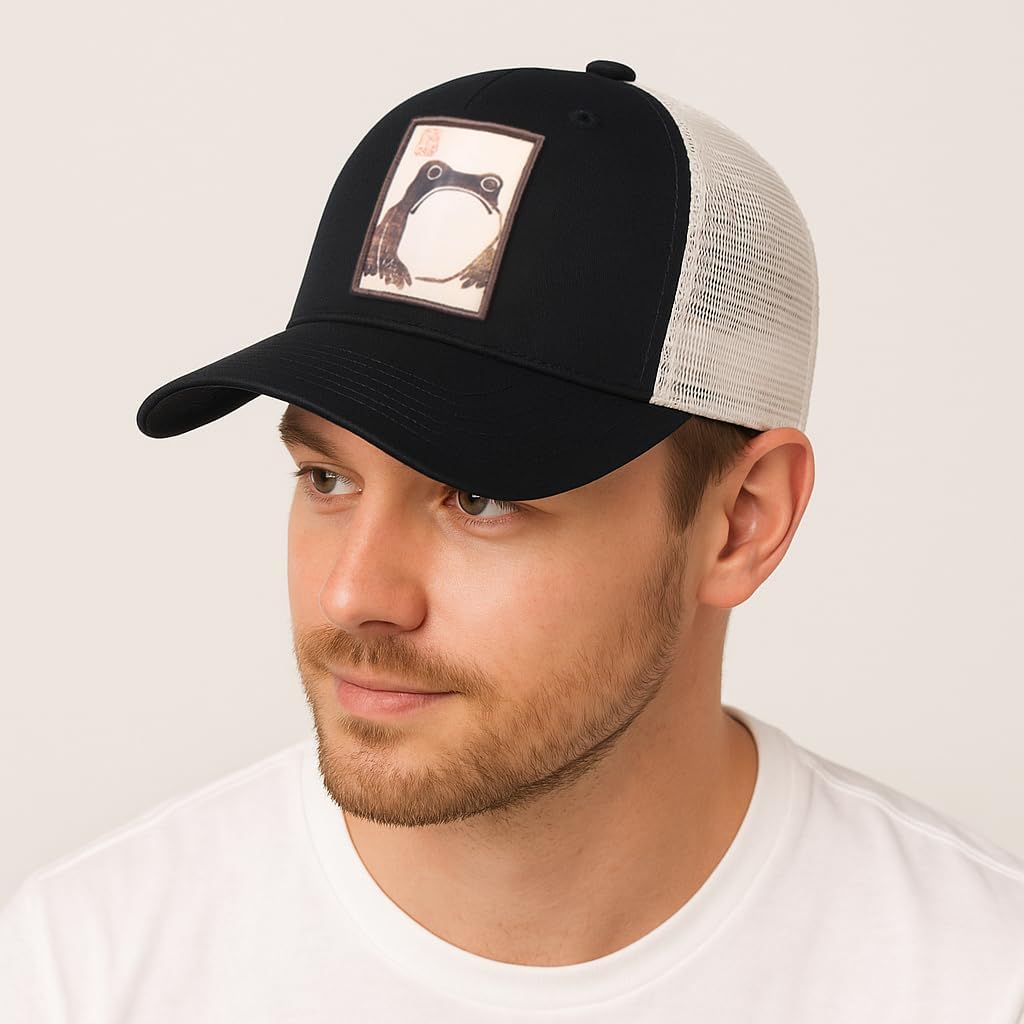 Frog Adjustable Trucker Hat – Grumpy Frog Snapback Cap Inspired by Matsumoto Hoji, Sizes M L XL for Adults & Teens - Image 7