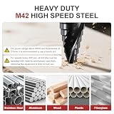 TINMAGI Wiertło podłogowe do metalu M42 Ø 4-32 mm, wiertło stożkowe TiAlN HSS Cbalt, 15 poziomów z podwójnym śmigłem, frez do metalu z ogonem sześciokątnym, do stali nierdzewnej, twardego metalu